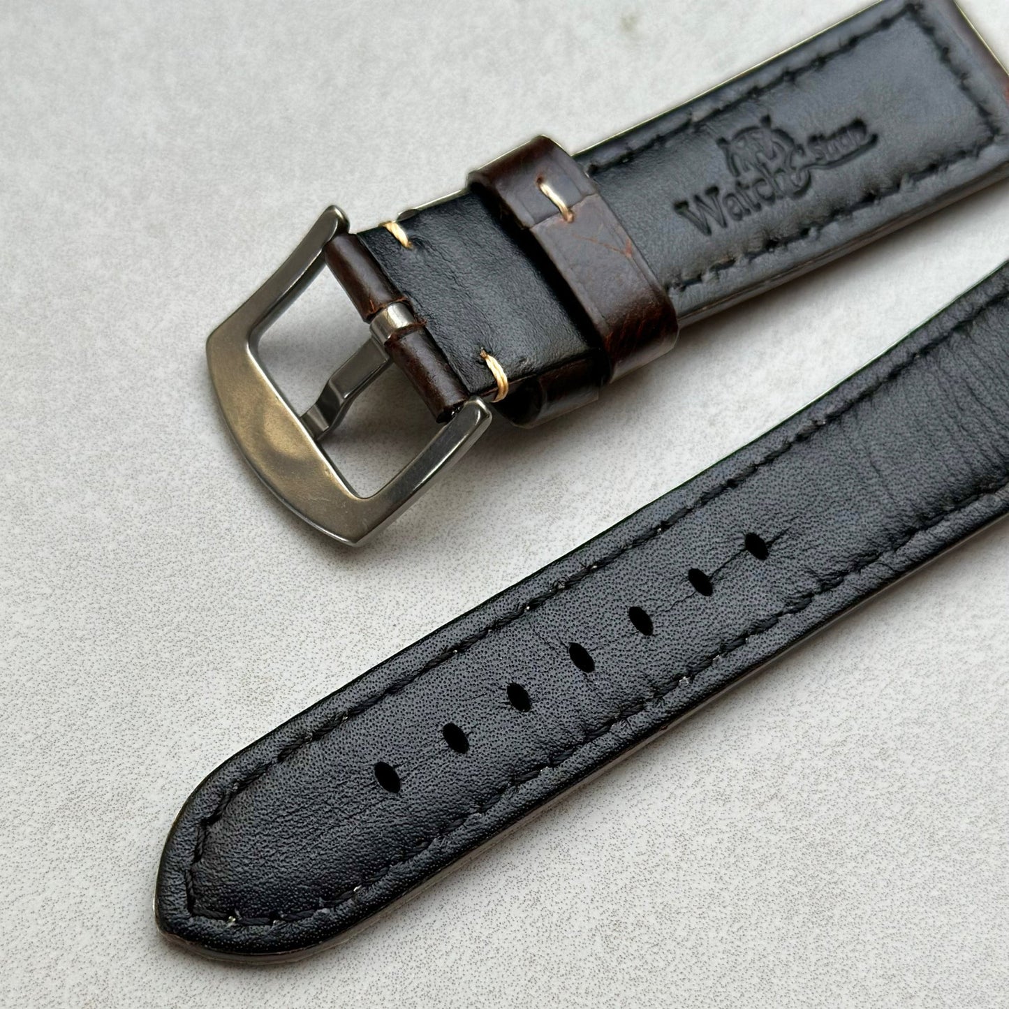 The Berlin: Cracked Brown Padded Leather Watch Strap