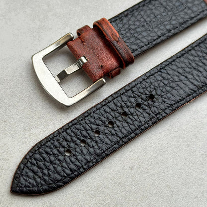 The Milan: Matured Brown Padded Leather Watch Strap - watchandstrapco