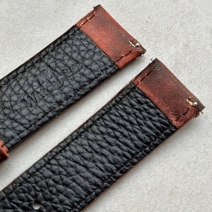 The Milan: Matured Brown Padded Leather Watch Strap - watchandstrapco