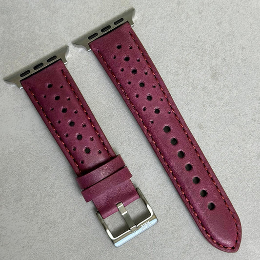 Montecarlo purple vintage rally Apple Watch strap. Apple Watch series 3, 4, 5, 6, 7, 8, 9, SE, Ultra. Watch And Strap