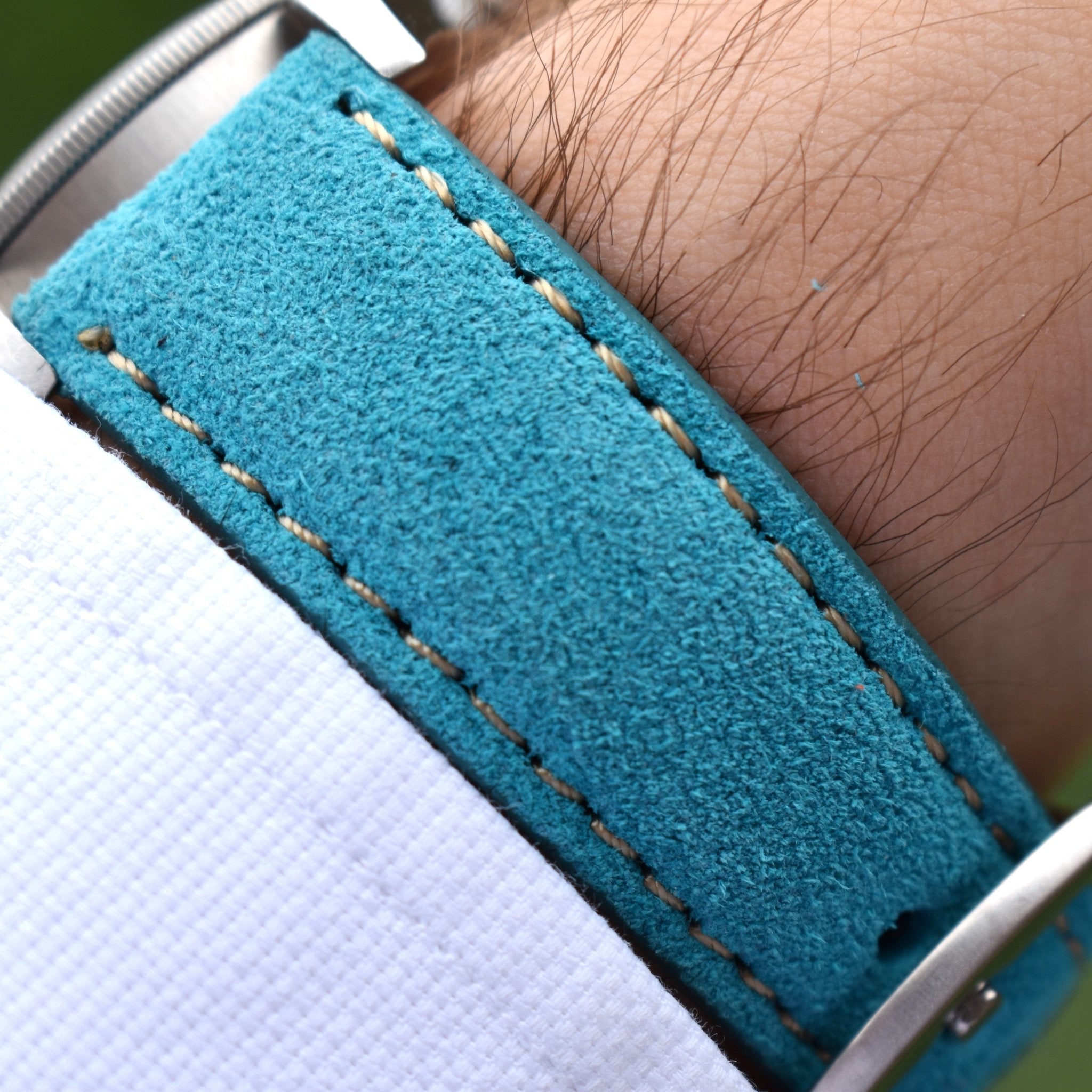 The Paris Tiffany Blue Handmade Padded Suede Watch Strap