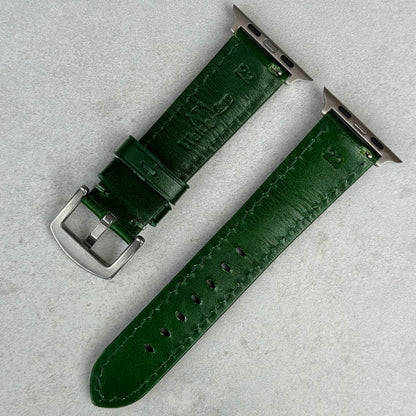 The Prague: Racing Green Vegetable Tanned Full Grain Leather Apple Watch Strap