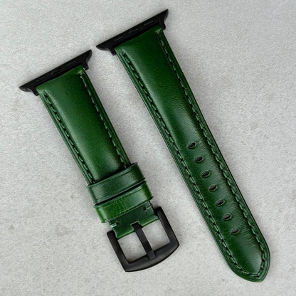 The Prague: Racing Green Vegetable Tanned Full Grain Leather Apple Watch Strap