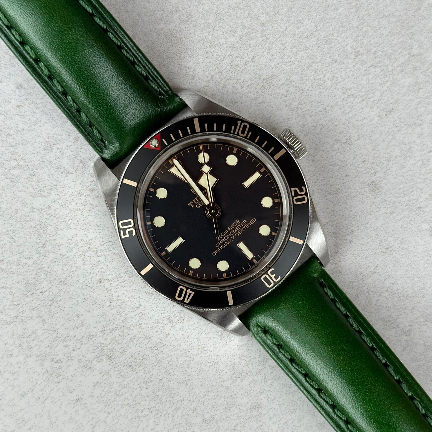 Tudor Blackbay 58 with the Prague racing green leather watch strap. Watch And Strap