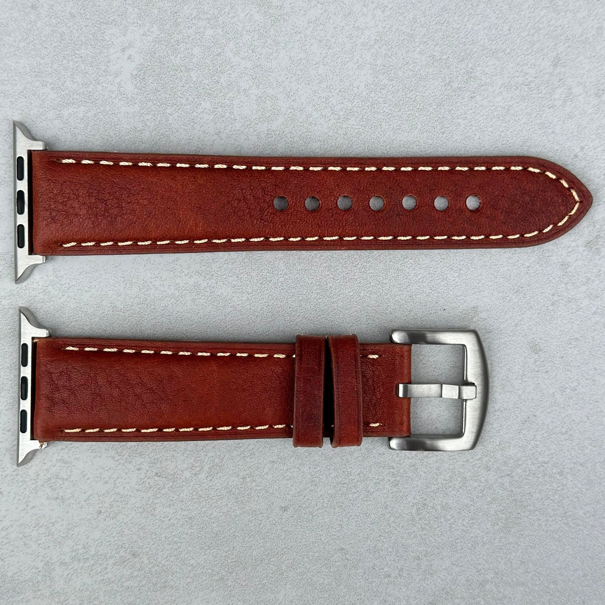 Terracotta brown Italian leather Apple Watch strap. Apple Watch series 3, 4, 5, 6, 7, 8, 9, SE and Ultra. Watch And Strap