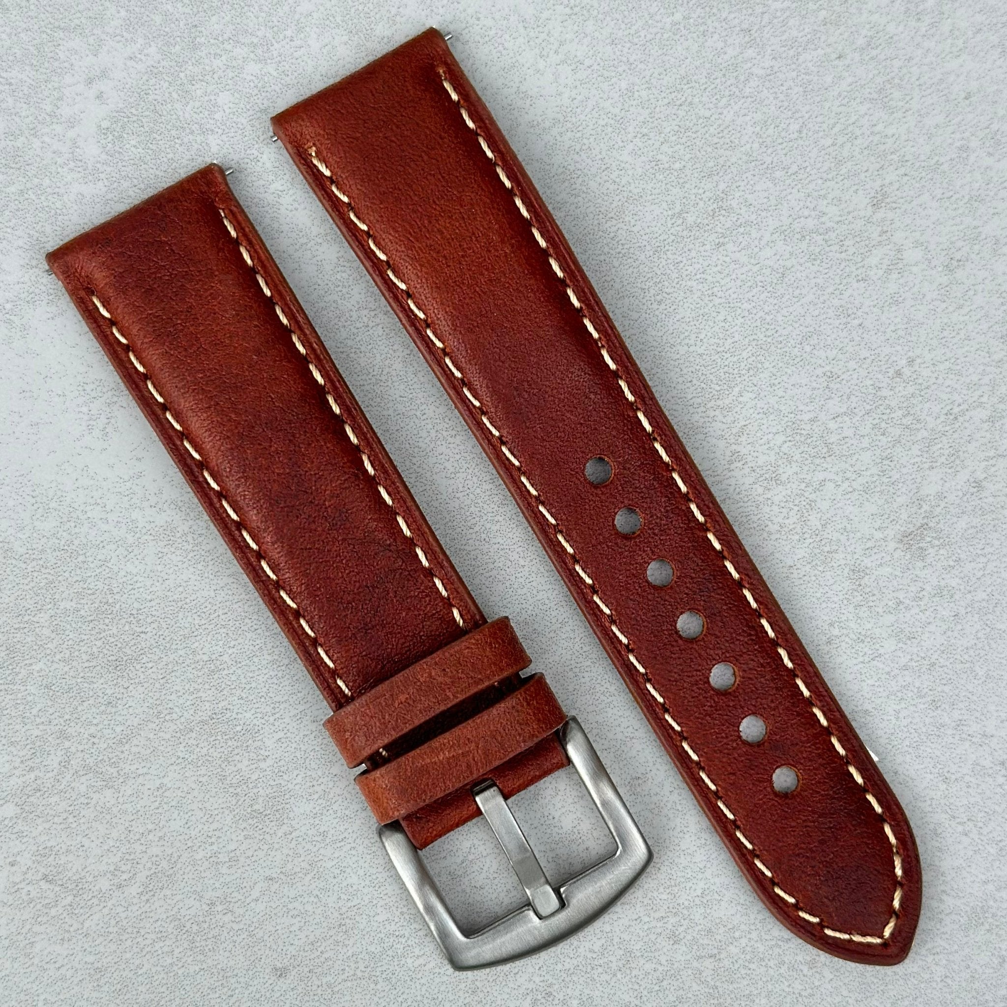 The Rome: Terracotta Brown Italian Full Grain Leather Watch Strap ...